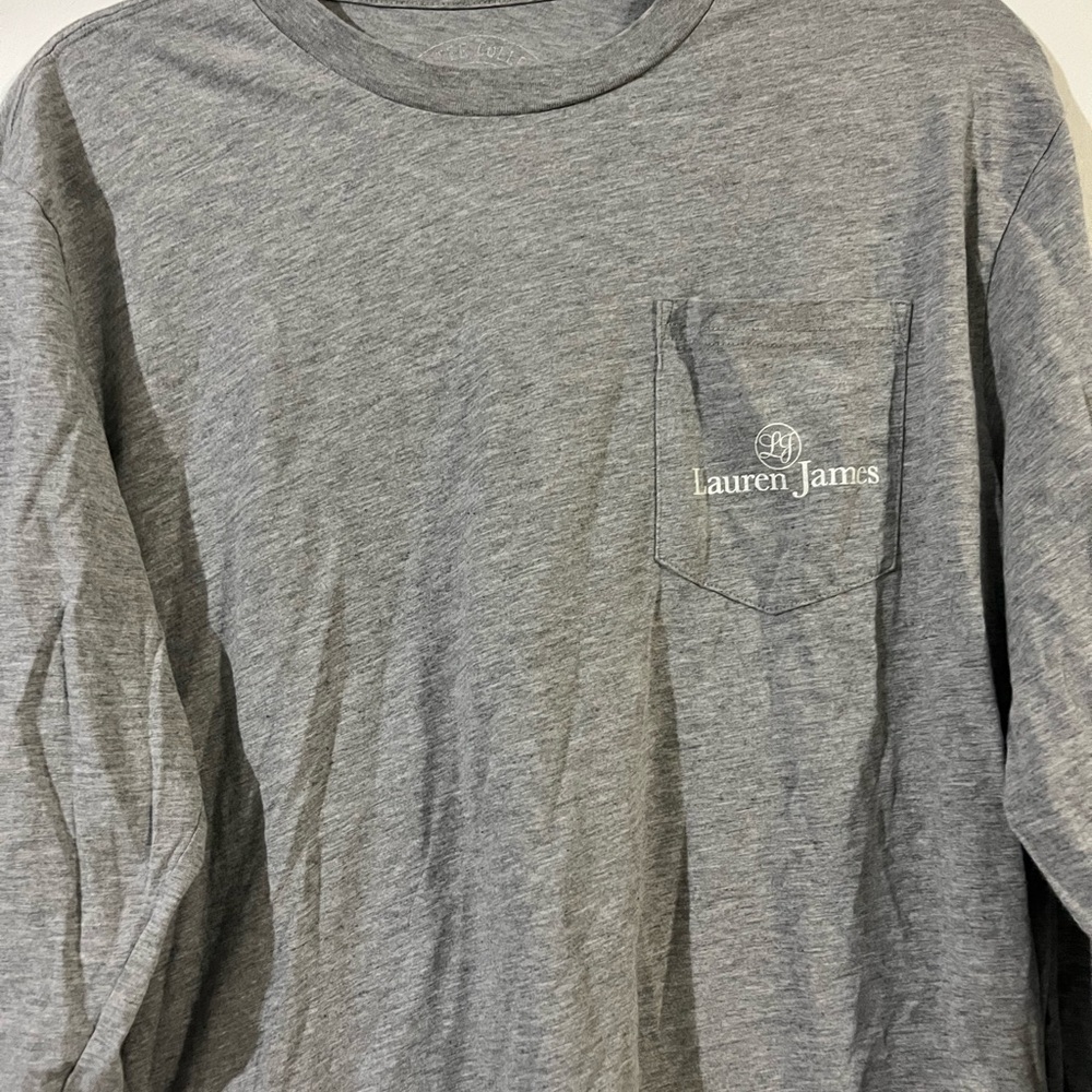 Lauren James Gray Long Sleeve Tee with Pink Football Design - Picture 2 of 2